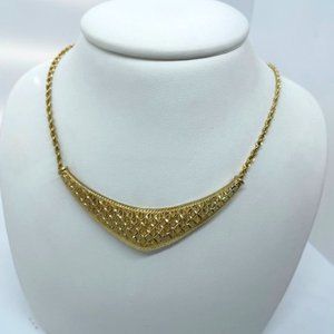 10K Yellow Gold Diamond Cut Bar Necklace 18"